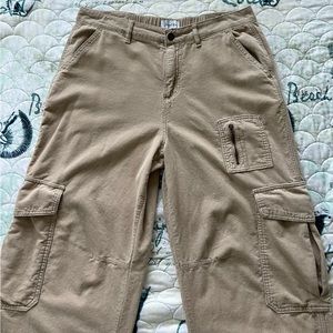 Corduroy wide leg cargo skater pants